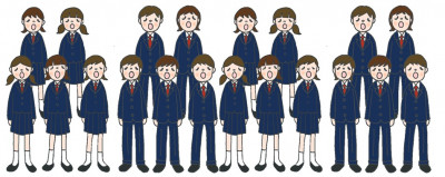 横長合唱紺イラスト